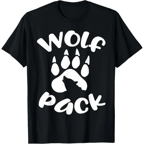 Wolf Pack Family Matching Graphic Tee Retro Wilderness Animal Top,for unisex up to 3XL