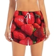 thumbnail image 2 of Qekee Strawberry Red for 2 in 1 Flowy Running Shorts for Women High Waisted Gym Tennis Shorts Double Layer Shorts with Pocket, 2 of 9
