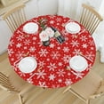 thumbnail image 3 of Bright Red Christmas Round Fitted Tablecloth with Elastic for 40-44 Inch Tables White Winter Snowflake Print Xmas Holiday Fitted Table Cover Waterproof Farmhouse Indoor Outdoor Patio Picnic Party, 3 of 4