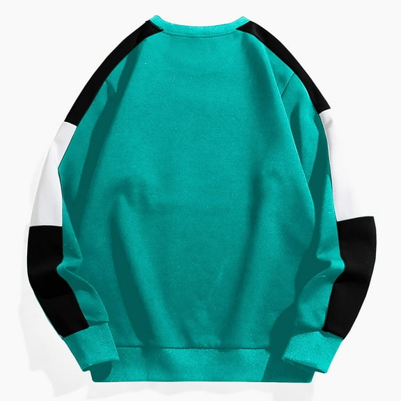 SYMOID Fall and Winter Sweatshirt for Men No Hood Green Big and Tall Pullover Sweatshirt 4XL Lightweight Mens Clothes Color Blocking