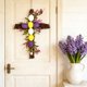 thumbnail image 4 of Corona de huevos de pájaros simulados Decoración de puerta de Pascua primaveral 30 cm Hoja de plástico verde Colgado de pared para fiesta interior interior Decoración del hogar, 4 of 6