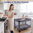 thumbnail image 3 of SACVON Portable Baby Playard with Bassinet & Changing Station | Bedside Crib | Removable Storage Organizer | Gray, 3 of 7