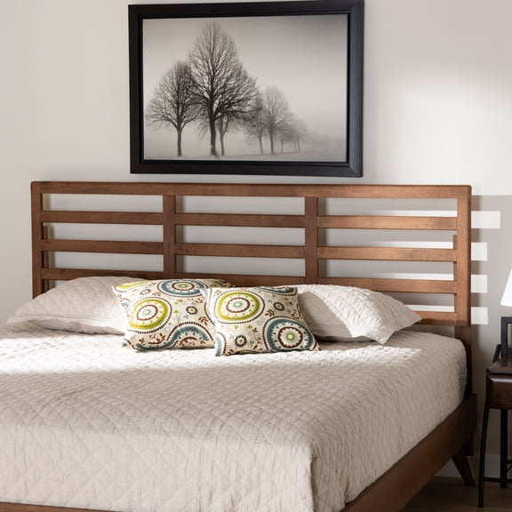 Baxton Studio Akemi Contemporary/Modern Slat Back Support Engineered Wood Headboard, King, Ash Walnut