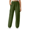 thumbnail image 2 of CLOISE Women Sweatpants Cargo Baggy Cargo Joggers Lounge Petite Tall Elastic Bottom Pants Green Y2k Elastic Waist Drawstring Solid Sweatpants with Pockets Trendy Basic Long Pants XL, 2 of 8