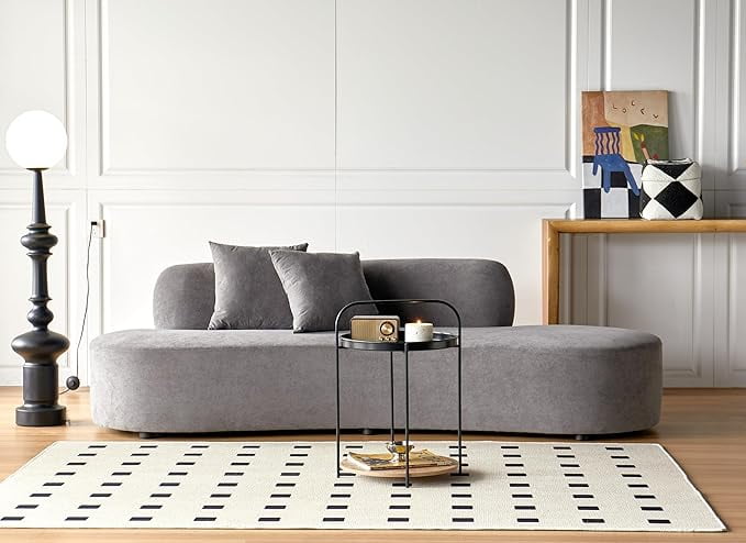 US Pride Furniture 90.2 inch Elegant Half Moon Design Curved Luxury 4-Seat Sofa with High-Density Foam Filled gray