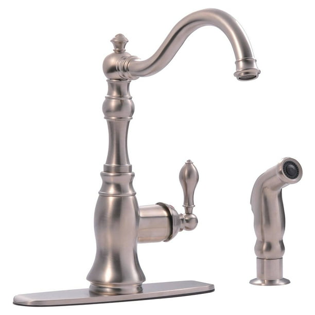 Ultra Faucets UF11243 Single Handle Stainless Steel Kitchen Faucet With