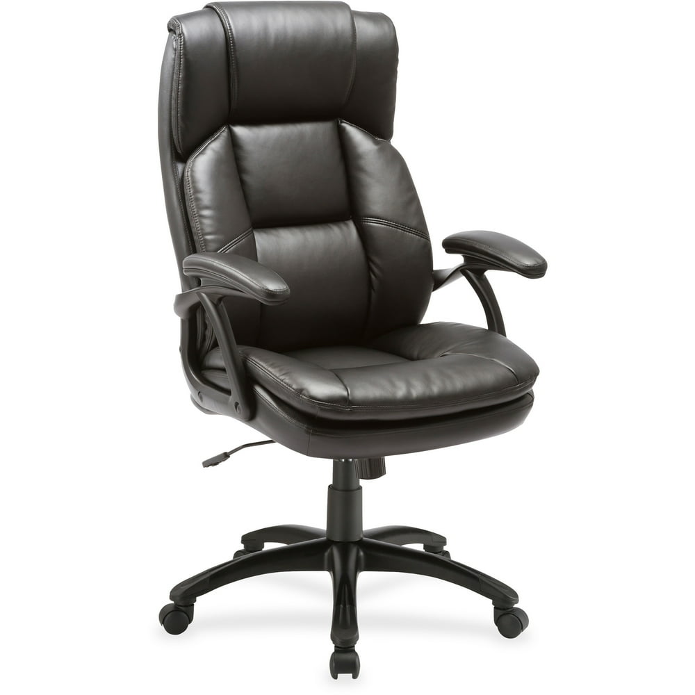 Lorell Black Base Highback Leather Chair, Black