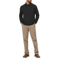thumbnail image 2 of INSPIRE CHIC Men's Classic Solid Color Long Sleeves Basic Golf Polo T-Shirts M Black, 2 of 6