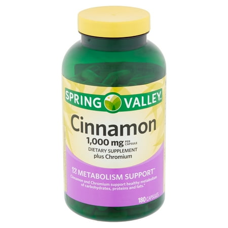 Hexane Free 180 Capsules - Spring Valley Cinnamon Capsules, 1,000 mg, 180 count