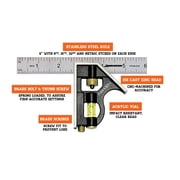 Swanson Tool, S0101CB, Speed® Square w/Blue Book, 6 inch Combination Square