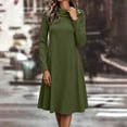 thumbnail image 6 of Long Sleeve Fall Winter Dresses for Women V Neck Button Down A Line Swing Casual Knit Sweater Dress Green M, 6 of 6