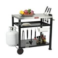 39.5 in. 3Shelf Stainless Steel Movable Outdoor Food Prep Table Grill