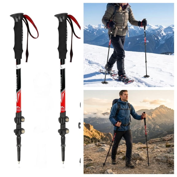 Adjustable Trekking Poles - 2 Pack Lightweight Aluminum Walking Sticks for Hiking, Skiing, and Nordic Walking, Retractable for Seniors and Adults