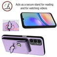thumbnail image 6 of Wallet Case Compatible for Samsung Galaxy A15 with Card Holder, Rotation Finger Ring Kickstand Card Slots Case, Classic PU Leather Shockproof Magnetic Button Cover for Galaxy A15, Purple, 6 of 7