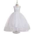 thumbnail image 2 of Zwiiyzr Toddler Kids Girls Birthday Dresses Tutu Tulle Dress Net Yarn Embroidery Rhinestone Bowknot Party Gown Long Dresses White, 2 of 9