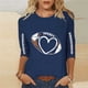 thumbnail image 1 of Heisall Womens Tops 3/4 Sleeve Round Neck Loose Casual Fashion T-Shirts Rugby Print, 1 of 3