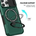 thumbnail image 4 of Phone Case for iPhone 15 Pro Max with Sliding Camera Cover, Hand Grip Anti Slip Design Kickstand Ring Holder Hybrid Magnetic Wireless Charging Phone Cover for Apple iPhone 15 Pro Max - Darkgreen, 4 of 10