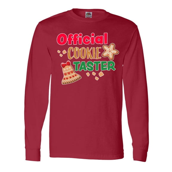 Inktastic Christmas Official Cookie Taster with Bell and Star Cookie Long Sleeve T-Shirt