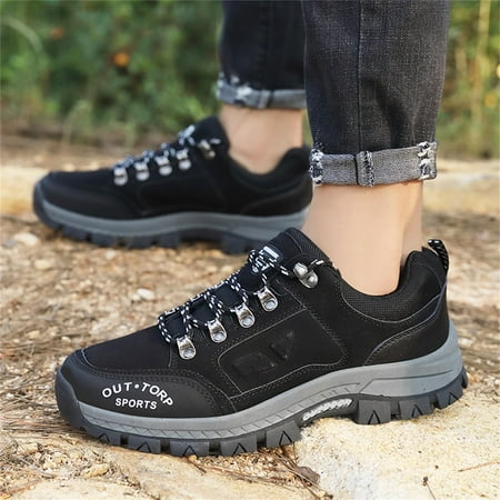 

Cathalem Sneaker Boxes for Men Size 12 Fashion Four Seasons Men Hiking Shoes Flat Bottom Non Slip Lace Up Comfortable Technicalsportshoe Black 11