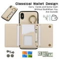 thumbnail image 4 of Crossbody Wallet Case for iPhone X/XS, with Shoulder Strap Card Slots Ring Holder, Magnetic Flip Folio Zipper Purse Case, PU Leather Kickstand Cover Handbag for iPhone X/XS, Beige, 4 of 10