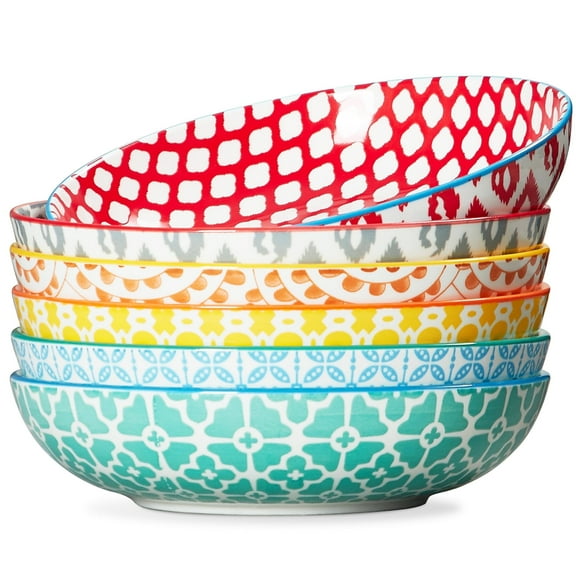 Contenpo Large Pasta Bowls, 36OZ Salad Bowls, Serving Bowls Set, Dishwasher microwave Safe, Set of 6 for  Dinner, Soup