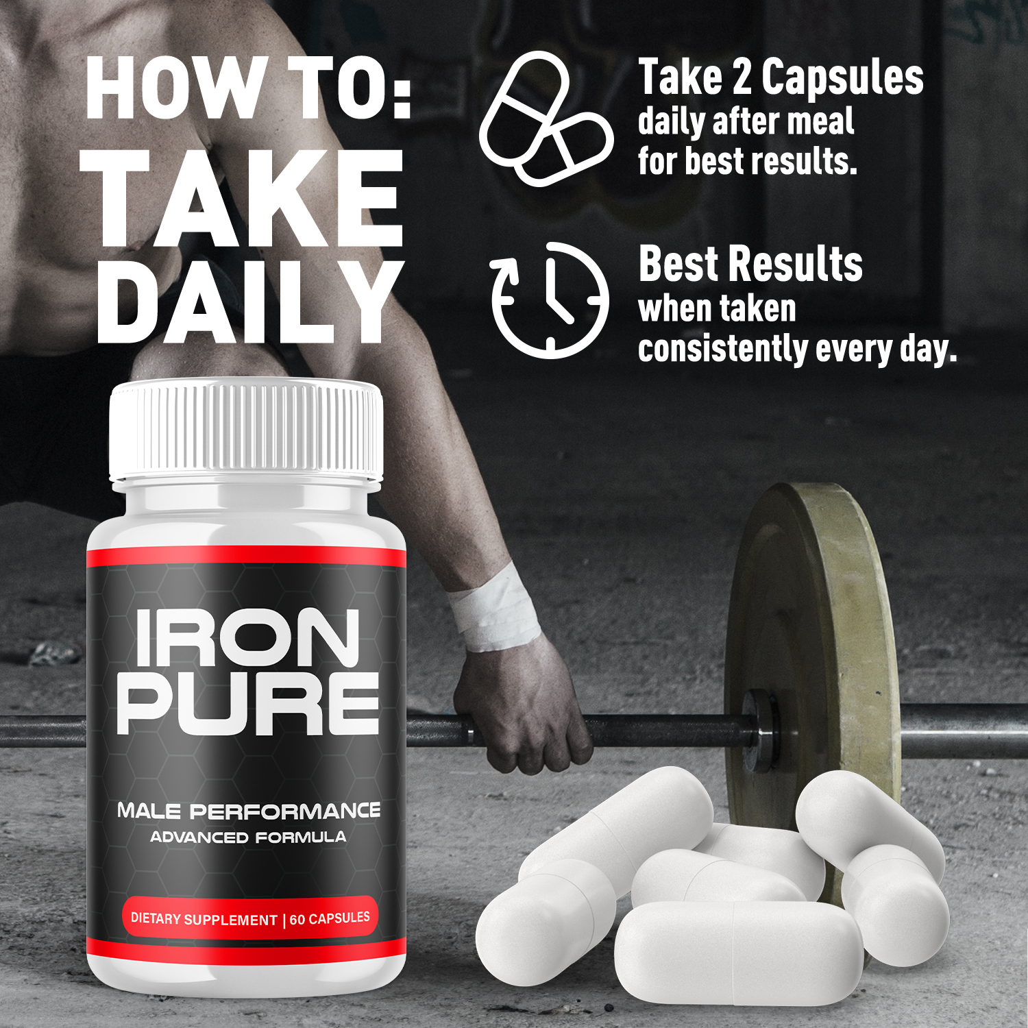 Iron Pure Advanced Formula Pills All Natural Vitamin Supplement IronPure 300 Capsules
