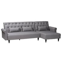 Pemberly Row Modern Slate Gray Fabric Upholstered Convertible Sofa