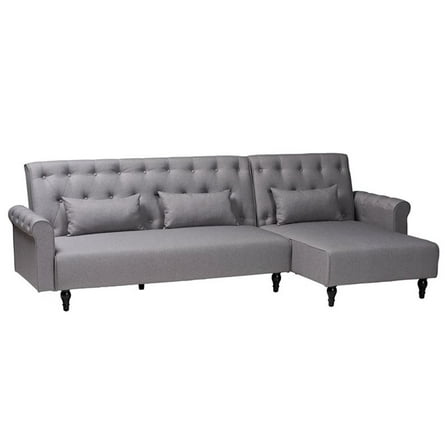 Pemberly Row Modern Slate Gray Fabric Upholstered Convertible Sofa