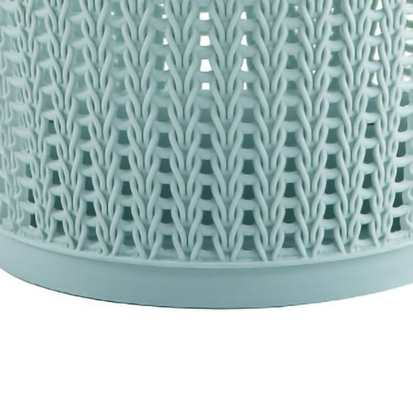 Pulling Bag Trash Can Imitation Rattan Round Plastic Garbage Bin Home Coverless Trash Storage Basket Blue S