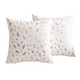 thumbnail image 1 of Paquete de 2 fundas de almohada decorativas navideñas de 18.0 x 18.0 in con hojas de plumas doradas, cojines cuadrados de terciopelo, 1 of 6