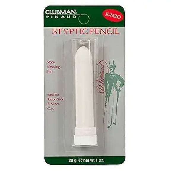 Clubman Jumbo Styptic Pencil, Treat and Seal Shaving Cuts Instantly, Anti-hemorrhaging Stick, First Aid Device, White, 1 oz