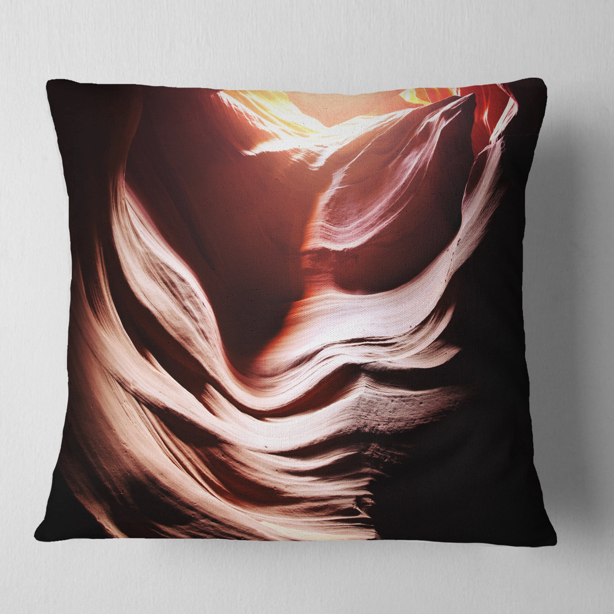 Designart Antelope Canyon in Brown Shade - Landscape Photography Throw Pillow - 18x18