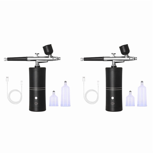 2X New Airbrush KIT Cordless Rechargeable Compressor Airbrush Set, Automatically Handles Model Painting, Nails, Makeup