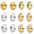 thumbnail image 2 of 28 estilos diferentes de pendientes de aro de titanio y acero inoxidable con diamantes de imitación, BE0261, 2 of 5