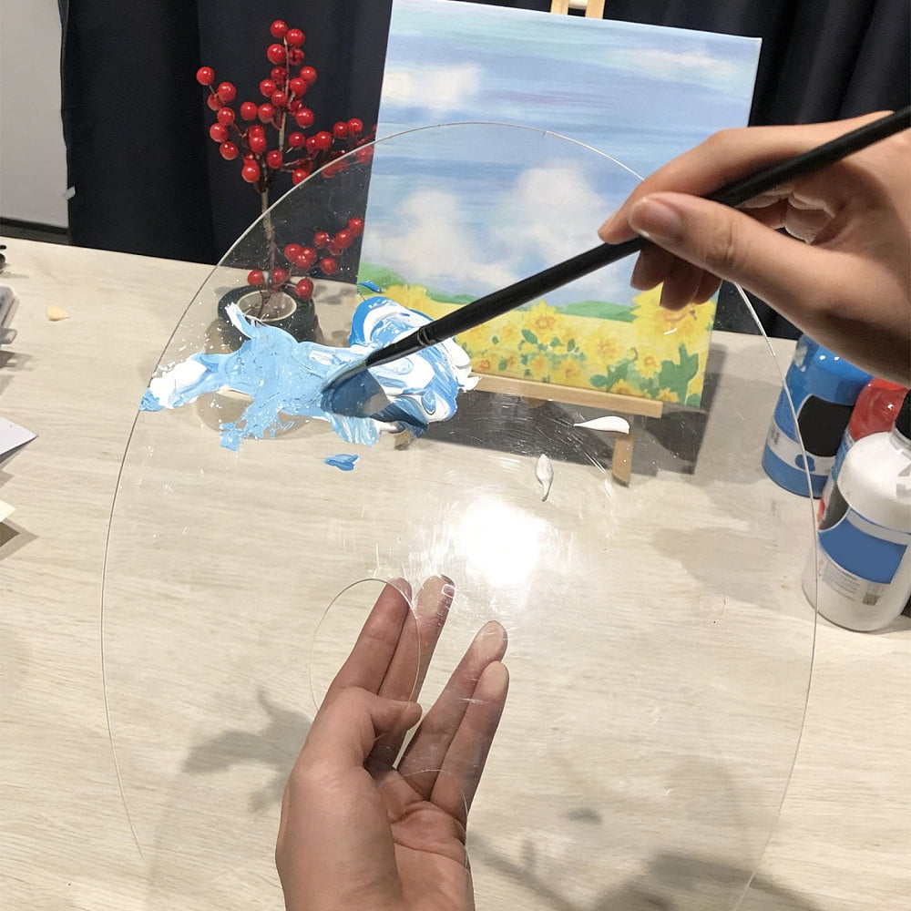 Plastic Watercolor Oil Palette Oval Clear 300x400x2mm Hole: 55x41mm