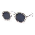 thumbnail image 2 of Oval Art Deco Geometric Design Metal Rim Retro Sunglasses Silver - Black, 2 of 4