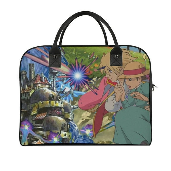 Howl's Moving Castle Travel Tote Bag with Detachable Strap Lightweight Luggage Handbag Shoulder Bag