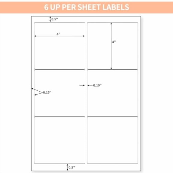 6 UP Labels, 4" x 3-1/3" Shipping Address Labels for Laser Inkjet Printer, Self Adhesive, Blank Mailing Labels (1000 Sheet=6000 Labels)