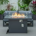 thumbnail image 2 of LeisureMod CSFCBL-2BU Chelsea Sectional Loveseat & Fire Pit Table Set with Cushions & Black Aluminum, Blue - 3 Piece, 2 of 5