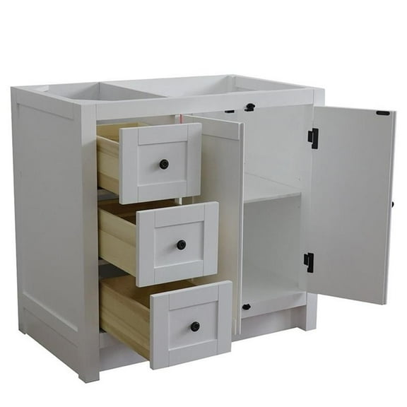 Plantation 36" Single Solid Wood Vanity with Right Door in Glacier Ash