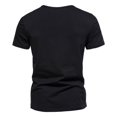 thumbnail image 3 of SWSMCLT Men's Comfy Shirt Fashion Blouse Cotton Pull On Casual Notch Neck Short Sleeve Tee Fall Spring Regular Fit Black Medium, 3 of 5