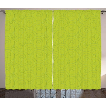 Abstract Curtains 2 Panels Set Vibrant Color Curls Random