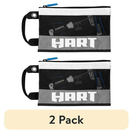 (2 pack) HART 12-Inch Zipper Pouch with See-Through Window