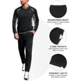 thumbnail image 6 of Men's 2Pc V Neck Tracksuit, 4 Way Stretch Reflective for Gym Running Black Light Gray S, 6 of 8
