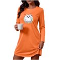thumbnail image 2 of Stamzod Night Dress for Women Crew Neck Long Sleeve Nightgown Soft Sleepwear T Shirt Halloween Sleep Shirt M, 2 of 8