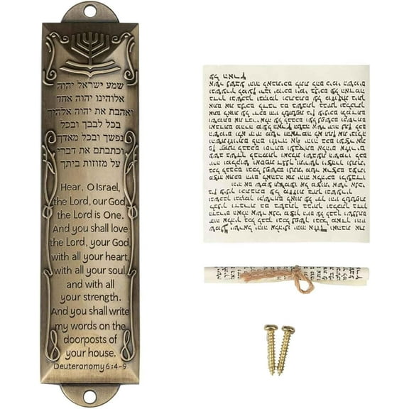 Mezuzah with Scroll for Door, English and Hebrew Blessing Mezuzah with Scrolls, for Jewish House Gifts, Set of 1
