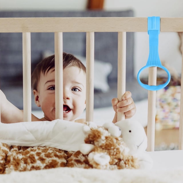Anilla de tiro para valla de bebé, anilla de tiro para valla de bebé, juguete colgante de plástico para bebés y niños pequeños, juguetes para bebés con accesorios para cuna, productos para bebés, anil