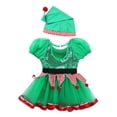 thumbnail image 5 of iEFiEL Kids Girls Christmas Santa's Elf Costume Outfit Xmas Sequin Tutu Leotard Dress, 5 of 7