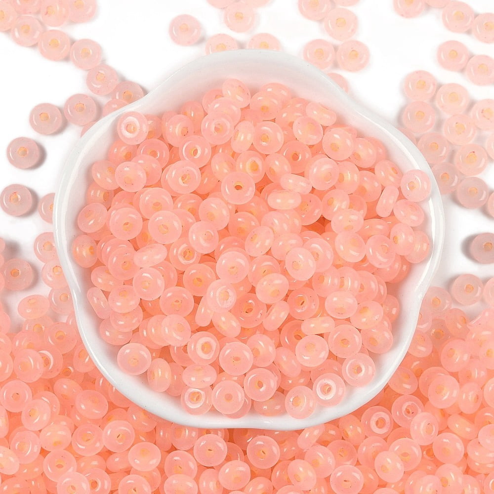 1pound Transparent Colours Glass Seed Beads Donut Light Salmon 6.5x3mm Hole: 1.8mm about 1363pcs/pound