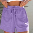 thumbnail image 3 of OSFVNOXV Womens Summer Shorts Plus Size Shorts Casual Elastic Waist Solid Color Drawstring Workout Bottom with Pocket Loungewear Mothers Birthday Gifts ,S-5XL, 3 of 9